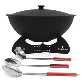 Kasan aus Gusseisen, Aluminiumdeckel, flacher Boden, 22 l, Ø 52,7 + Untersetzer + Küchenzubehör