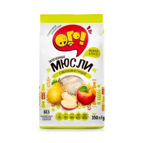 Мюсли запечённые, с яблоком и грушей, ОГО!, 350 г