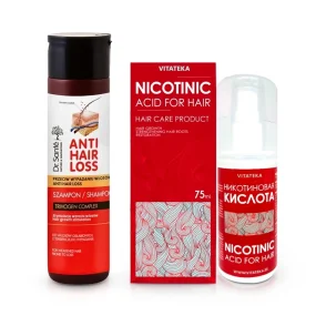 Haarpflegeset - Gegen Haarausfall, Shampoo + Nikotinsäure