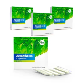 Ascorbinsäure mit Rutin Forte, 50 Tabletten х 4 Ascorbinsäure mit Rutin Forte, 50 Tabletten х 4