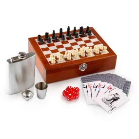 Geschenkset, Flachmann, Schach, Karten, 18 x 24 cm Geschenkset, Flachmann, Schach, Karten, 18 x 24 cm