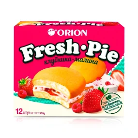 Бисквит - Fresh Pie, с клубнично-малиновой начинкой, Orion, 12 х 25 г Бисквит - Fresh Pie, с клубнично-малиновой начинкой, Orion, 12 х 25 г