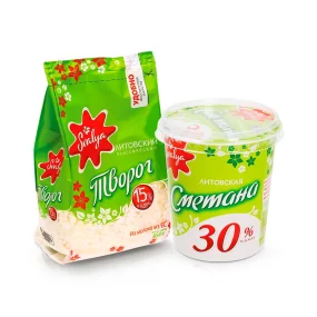 Körniger Frischkäse und Saure Sahne-Set - Litauische Klassik, Svalya, 830 g Körniger Frischkäse und Saure Sahne-Set - Litauische Klassik, Svalya, 830 g