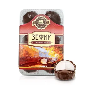 Зефир - Петербургский, с ванильным вкусом, в шоколадной глазури, 450 г  Зефир - Петербургский, с ванильным вкусом, в шоколадной глазури, 450 г