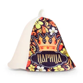 Шапка для бани - Царица, цвет белый, жёлтый