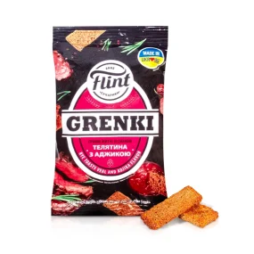 Schwarzbrotcroutons - Flint, mit Geschmack von Kalbfleisch und Ajika, 70 g