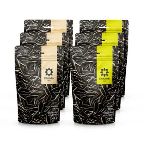 Набор семечек - Ermak, полосатые, жареные, солёные и не солёные, 6 х 200 г