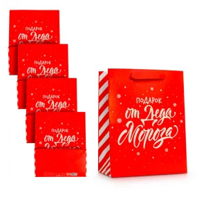 Пакет подарочный - Подарок от Деда Мороза, 18 × 23 × 10 см, 5 шт.