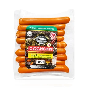 Brühwürstchen aus Hänchenfleisch, gegart, Dymow, 400 g