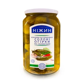 Огурцы - По-деревенски, соленые в россоле, Нежин, 920 г Огурцы - По-деревенски, соленые в россоле, Нежин, 920 г