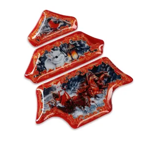 Менажница - Дед Мороз, стекло, 27 х 14 х 3,5 см