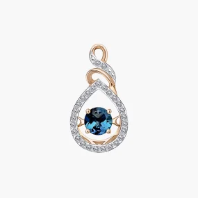 Anhänger, Rotgold 585°, Topas, Zirkonia, 20 mm 1,98 gr