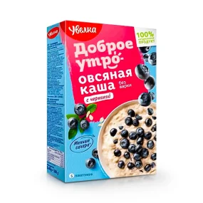 Haferflockenbrei - Sijuminutka, mit Heidelbeeren, Uvelka, 5 x 40 g    Haferflockenbrei - Sijuminutka, mit Heidelbeeren, Uvelka, 5 x 40 g