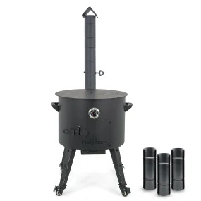 Feuerofen Utschak Ø 49 cm mit Abzugsrohr, für Kasan 22 L, Thermometer, Ofenplatte