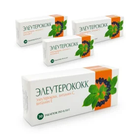 Элеутерококк + вит С + вит Е, 30 таблеток х 4 шт.