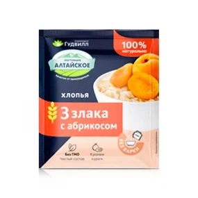 Хлопья 3 злака с абрикосом, Гудвилл, 35 г