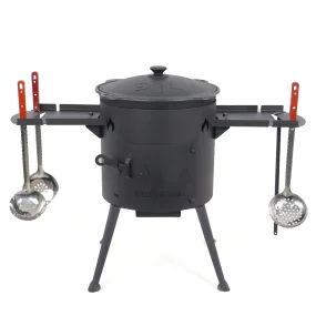 Учаг печь Ø 36 см + чугунный казан 10 л, плоское дно, столики + кухонные принадлежности, узбекский чугунный казан для гриля и плова