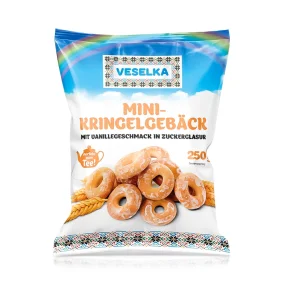 Kringelgebäck mit Vanillegeschmack in Zuckerglasur, Veselka, 250 g Kringelgebäck mit Vanillegeschmack in Zuckerglasur, Veselka, 250 g