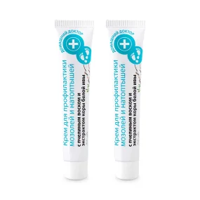 Fußcreme zur Vorbeugung von Hühneraugen, mit Bienenwachs, Domaschnij Doktor, 42 ml х 2 Fußcreme zur Vorbeugung von Hühneraugen, mit Bienenwachs, Domaschnij Doktor, 42 ml х 2