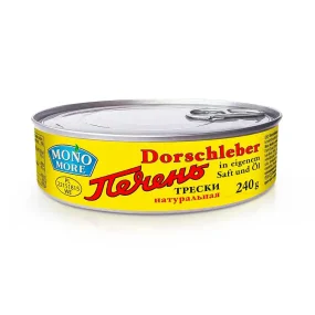 Dorschleber in eigenem Saft und Öl, Mono More, 240 g Dorschleber in eigenem Saft und Öl, Mono More, 240 g