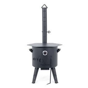 Feuerofen Utschak Ø 44 cm mit Abzugsrohr, für Kasan 16 l, Thermometer, Ofenplatte