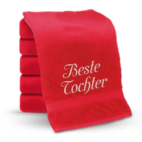 Полотенце - Beste Tochter, цвет красный, хлопок 100 % Полотенце - Beste Tochter, цвет красный, хлопок 100 %