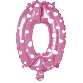 Folienballon - Zahl 0 - in rosa mit Herzchen Folienballon - Zahl 0 - in rosa mit Herzchen