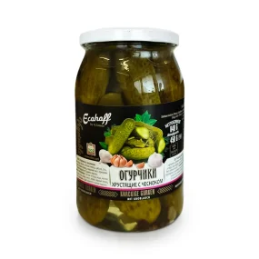 Огурцы - Хрустящие с чесноком, Экохофф, 840 г Огурцы - Хрустящие с чесноком, Экохофф, 840 г