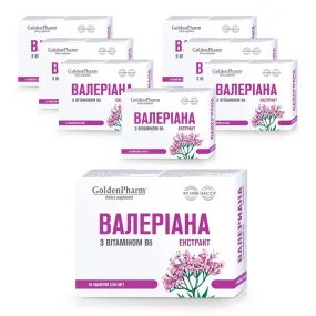 Экстракт валерианы с витамином В6, Golden Pharm, 50 таблеток х 8 шт. Экстракт валерианы с витамином В6, Golden Pharm, 50 таблеток х 8 шт.