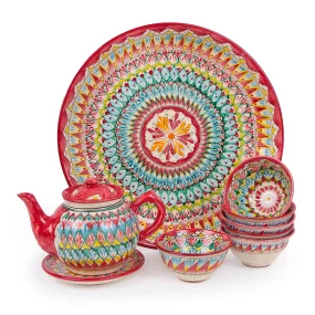 Teeservice – Mehrob Rot – MSV2 – RA – Rischtan Keramik – 9-teilig