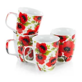 Tassen-Set - Mohn, Porzellan, 4 Stk., 400 ml