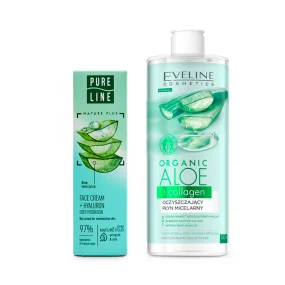Gesichtsset - Reinigend und feuchtigkeitsspendend, mit Aloe, Mizellenwasser + Creme Gesichtsset - Reinigend und feuchtigkeitsspendend, mit Aloe, Mizellenwasser + Creme