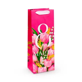 Flaschentüte - Zum 8. März!, 13 x 36 x 10 cm Flaschentüte - Zum 8. März!, 13 x 36 x 10 cm