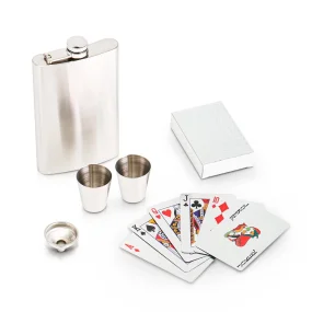 Geschenkset 5 in 1: Flasche 300 ml, 2 Gläser 30 ml, Trichter, Spielkarten 36-tlg. Geschenkset 5 in 1: Flasche 300 ml, 2 Gläser 30 ml, Trichter, Spielkarten 36-tlg.