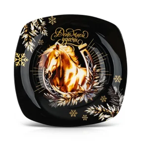 Тарелка глубокая - Денежной удачи, стекло,  20 х 20 см