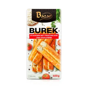 Бурек, с начинкой из сливочного сыра и зелени, Bazar, 400 г Бурек, с начинкой из сливочного сыра и зелени, Bazar, 400 г