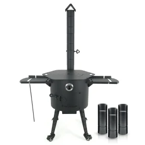 Учаг с трубой Ø 40 см + термометр + плита + удлинитель трубы + ролики:  шт. + столик: 2 шт. + диспенсер для зубочисток