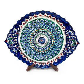 Lagan, geschnitzt, oval, Mehrob РО8, Rishtan-Keramik, 34 х 42 cm