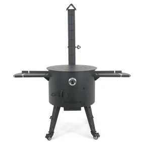 Feuerofen Utschak Ø 49 cm mit Abzugsrohr, für Kasan 22 L, Thermometer, Transportrollen, Ablagetischen, Ofenplatte