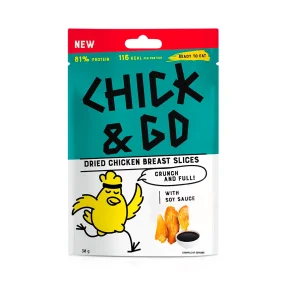 Getrocknete Hähnchenbrustfiletscheiben mit Sojasauce, Chick & Go, 30 g Getrocknete Hähnchenbrustfiletscheiben mit Sojasauce, Chick & Go, 30 g