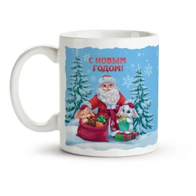 Tasse - S Novym Godom. Weihnachtsmann und Hasen, Keramik, 330 ml