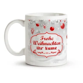 Кружка именная - дизайн Frohe Weihnachten, керамика, 330 мл