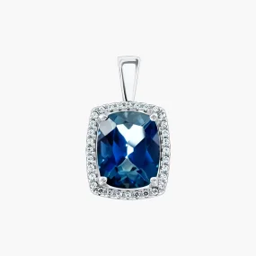 Anhänger, Silber 925°, Zirkonia, London blauer Topas, 18 mm