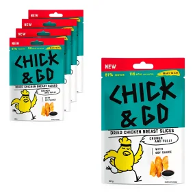 Getrocknete Hähnchenbrustfiletscheiben mit Sojasauce, Chick & Go, 5 х 30 g Getrocknete Hähnchenbrustfiletscheiben mit Sojasauce, Chick & Go, 5 х 30 g