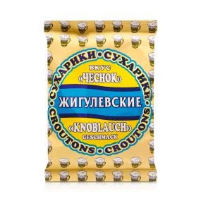 Schwarzbrotcroutons - Zhiguljovskie, mit Geschmack von geröstetem Knoblauch, 50 g     Schwarzbrotcroutons - Zhiguljovskie, mit Geschmack von geröstetem Knoblauch, 50 g