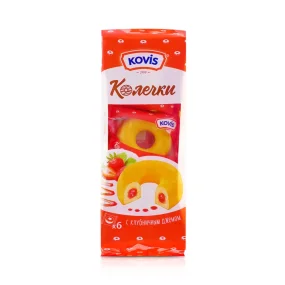 Колечки бисквитные с клубничным джемом, Kovis, 240 г Колечки бисквитные с клубничным джемом, Kovis, 240 г