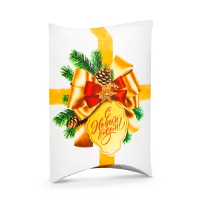 Подарочна коробка фигурная - 5 штук - С Новым Годом, бант, картон, 11 × 8 × 2 см