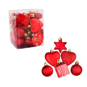 Weihnachtskugeln - Grazie, Assorti, rot, 5 cm, 24 Stk. Weihnachtskugeln - Grazie, Assorti, rot, 5 cm, 24 Stk.