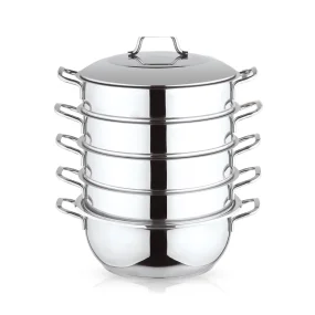 Мантоварка, с металлической крышкой, 6 частей, нержавейка 18/10, с ручками из металла