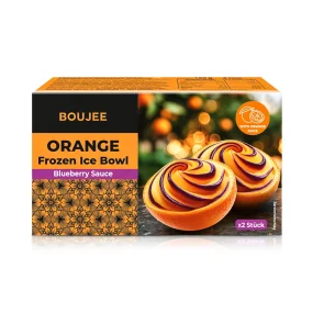 Eis - Frozen Ice Bowl, in Orangenschale, mit Blaubeersauce, Boujee, 160 g